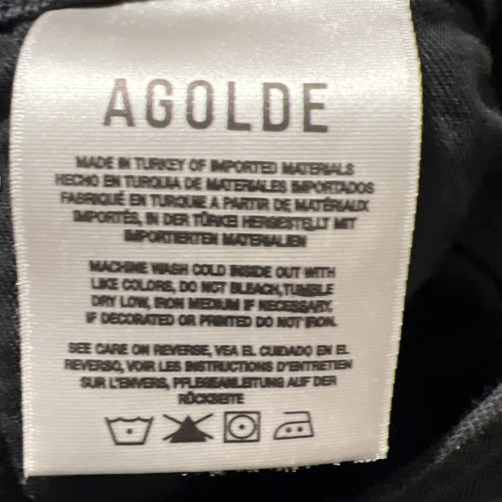 Agolde Riley Long High Rise Straight Leg Button Fly Black Jeans Size 30 (32x28) - Picture 4 of 10